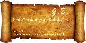 Grünsberger Debóra névjegykártya